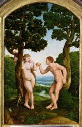 Adam and Eve in Paradise (tempera on panel) | Obraz na stenu