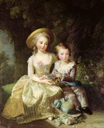 Child portraits of Marie-Therese-Charlotte of France (1778-1851), future Duchess of Angouleme, and Louis-Joseph-Xavier of France (1781-89) Premier Dauphin, 1784 (oil on canvas) | Obraz na stenu