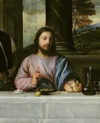 The Supper at Emmaus, c.1535 (oil on canvas) (detail of 34377) | Obraz na stenu