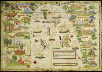 Map of the China sea, from a facsimile of the 'Miller Atlas' by Pedro and Jorge Reinel, and Lopo Homem, made in 1519 | Obraz na stenu