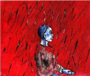 Red Night, Blue Rain, 2005, (oil on paper) | Obraz na stenu