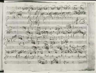 Trio in G major for violin, harpsichord and violoncello (K 496) 1786 (11th page) (pen & ink on paper) (b/w photo) | Obraz na stenu