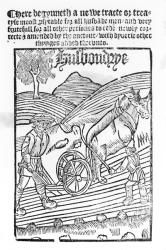 Man Ploughing a Field (woodcut) (b/w photo) | Obraz na stenu