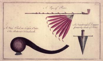 Ancient tomahawk, peace pipe and dagger, c.1590 | Obraz na stenu