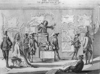 The Auction, by Matthew Darly, circa 1756 (engraving) | Obraz na stenu