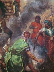 Olinda and Sophronia on the Pyre, detail of the Saracens, from 'Gerusalemme Liberata' by Torquato Tasso (1544-95) (oil on canvas) | Obraz na stenu