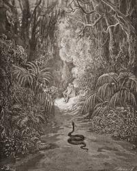 Illustration by Gustave Dore 1832-1883 French artist and illustrator for Paradise Lost by John Milton Book IX lines 434 and 435 | Obraz na stenu