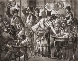 Viennese coffee house life, 1875. From Illustrierte Sittengeschichte vom Mittelalter bis zur Gegenwart by Eduard Fuchs, published 1909. | Obraz na stenu