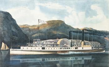 The Hudson River Steamboat `St. John', published 1864 (colour litho) | Obraz na stenu