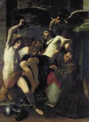 Christ Adored by Angels, St. Sebastian and St. Bonaventure (oil on canvas) | Obraz na stenu