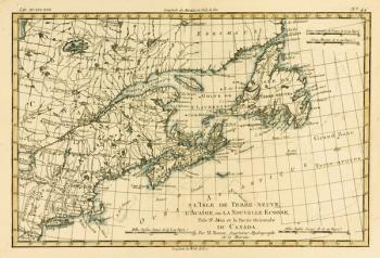 Eastern Canada, Newfoundland, Nova Scotia and St John Island, from 'Atlas de Toutes les Parties Connues du Globe Terrestre' by Guillaume Raynal (1713-96), published J L Pellet, Geneva, 1780 (coloured engraving) | Obraz na stenu