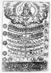 The Great Chain of Being from 'Retorica Christiana' by Didacus Valades, printed in 1579 (woodcut) (b/w photo) | Obraz na stenu