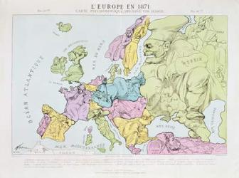L'Europe en 1871, 1871 (colour litho) | Obraz na stenu