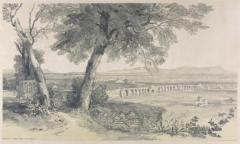 Campagna of Rome from Villa Mattei, from Views in Rome and its Environs, 1841, (litho on heavy wove paper) | Obraz na stenu