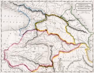 Map of Armenia, Colchis, Iberia and Albania, from 'The Atlas of Ancient Geography', by Samuel Butler, published in London, c.1829 (colour litho) | Obraz na stenu