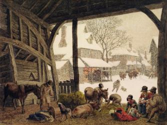 A Village Snow Scene, 1819 (w/c, bodycolour, scraping out over graphite) | Obraz na stenu