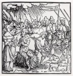The Black Death, 1348 (engraving) (b&w photo) | Obraz na stenu
