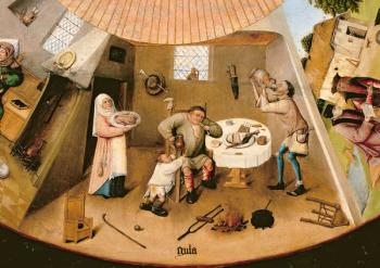Gluttony, detail from the Table of the Seven Deadly Sins and the Four Last Things, c.1480 (oil on panel) (see also 169586) | Obraz na stenu