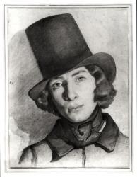 Portrait of Maurice Sand (1823-89) (gouache and pierre noire on paper) (b/w photo) | Obraz na stenu
