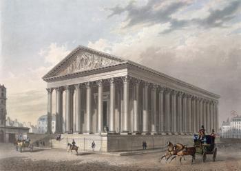 Exterior view of the Madeleine, Paris (colour litho) | Obraz na stenu