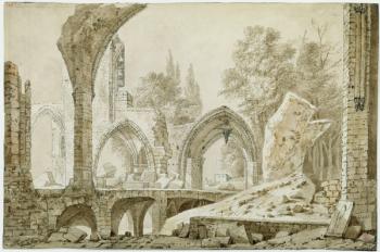 Interior of the Church of Sainte-Geneviève in Ruins, 1807 (pen and ink wash on paper) | Obraz na stenu