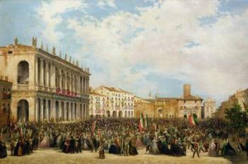 Victor Emmanuel II shows himself to the people of Vicenza from the balcony of Palazzo Chiericati, 1869 (oil on canvas) | Obraz na stenu