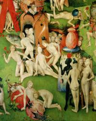 The Garden on Earthly Delights: Allegory of Luxury, central panel of triptych, c.1500 (oil on panel) (detail) | Obraz na stenu