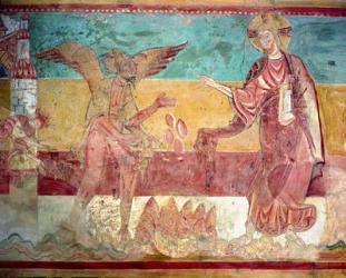 Temptation of Christ in the desert by the devil, 12th century (fresco) | Obraz na stenu