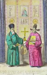 Matteo Ricci (1552-1610) and another Christian missionary to China, from 'China Illustrated' by Athanasius Kircher (1601-80) 1667 (later colouration) | Obraz na stenu