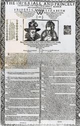 Declaration of the marriage of Frederick V and Elizabeth of Bohemia (engraving) (b/w photo) | Obraz na stenu