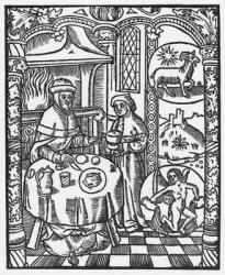 January, from the 'Almanach des Bergers', 1491 (xylograph) (b/w photo) | Obraz na stenu