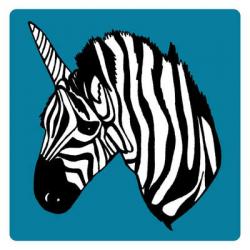 Zebra Unicorn, pen and ink, digitally coloured | Obraz na stenu