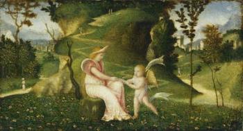 Venus and Cupid in a Landscape, c.1505/1515 (oil on panel) | Obraz na stenu