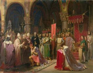 Louis VII (c.1120-1180) the Young, King of France Taking the Banner in St. Denis in 1147, 1840 (oil on canvas) | Obraz na stenu