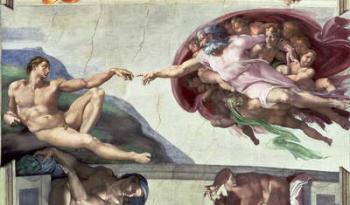 Sistine Chapel Ceiling (1508-12): The Creation of Adam, 1511-12 (fresco) (post restoration) | Obraz na stenu