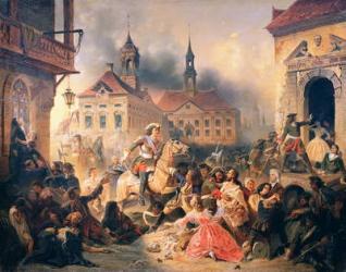 Peter the Great conquers Narva in 1704, 1859 (oil on canvas) | Obraz na stenu