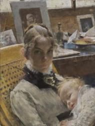 A Studio Idyll: The Artist's Wife and their Daughter Suzanne, 1885 (pastel) | Obraz na stenu