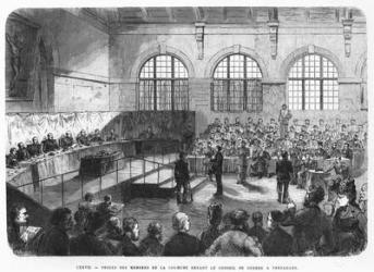 Members of the Commune being court martialled at Versailles, 1872 (engraving) (b/w photo) | Obraz na stenu