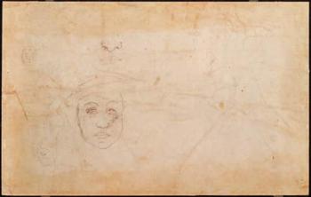 Study of a male head (pencil on paper) (verso) | Obraz na stenu