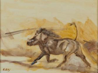 Warthog running, 2014 (oil on canvas) | Obraz na stenu
