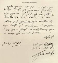 Letter from Sir Francis Drake to Sir Francis Walsingham signed 29th July 1588, published in 'Leisure Hour', 1888 (ink on paper) | Obraz na stenu