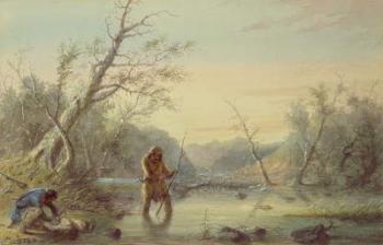 Trapping Beaver, 1858 (w/c on paper) | Obraz na stenu