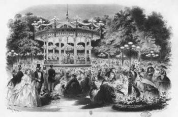 Musard concert at the Champs-Elysees, 1865 (litho) (b/w photo) | Obraz na stenu