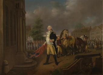 General Humphreys Delivering the Standards taken at Yorktown to Congress Hall, Philadelphia (oil on canvas) | Obraz na stenu