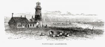 Nantucket Lighthouse, Massachusetts, c.1870, from 'American Pictures', published by The Religious Tract Society, 1876 (engraving) | Obraz na stenu