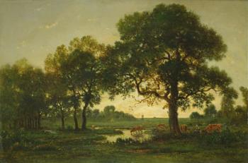 The Pond Oaks (oil on canvas) | Obraz na stenu