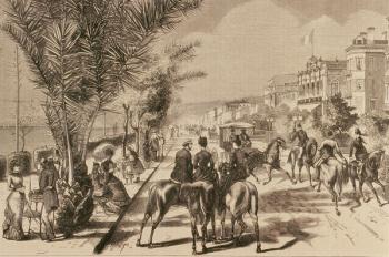 Promenade des Anglais, Nice, 1880 (engraving) | Obraz na stenu