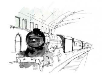 train, 2013 ( black tush, watercolour ) | Obraz na stenu