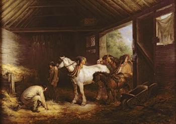 Inside a Stable (oil on canvas) | Obraz na stenu