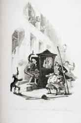 Mr. Winkle's situation when the door blew to, illustration from `The Pickwick Papers' by Charles Dickens (1812-70) published 1837 (litho) | Obraz na stenu